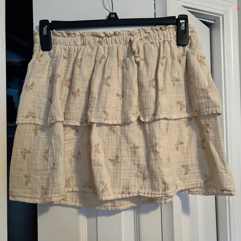 Cat & Jack Tan Mini Skirt with Tiered Smocked Design for Casual Wear